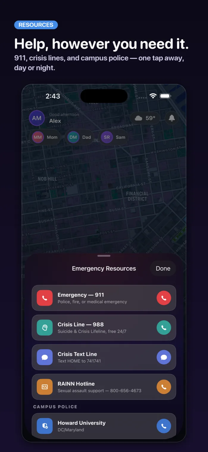 Resources and document vault screen